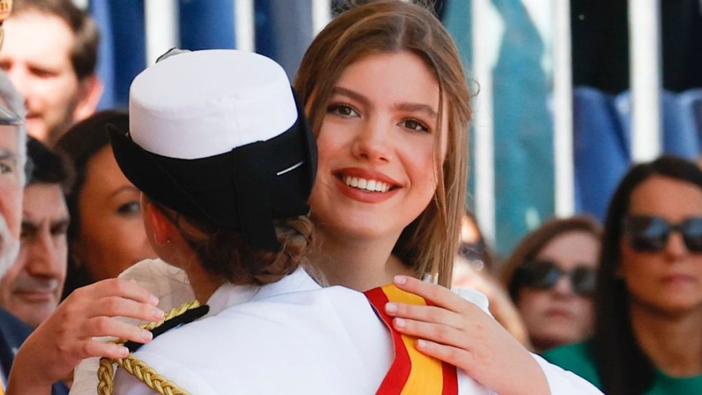 Princess Leonor pictured embracing sister Infanta Sofia right through emotional reunion
