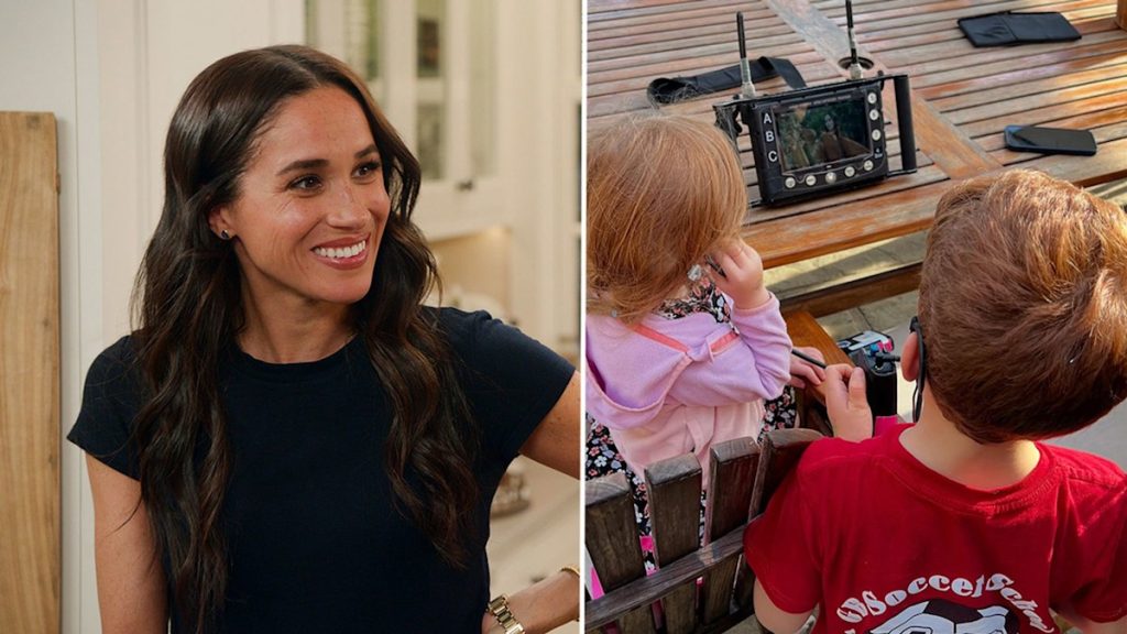 Pink-haired Prince Archie and Princess Lilibet are Meghan Markle’s little helpers in treasured new footage